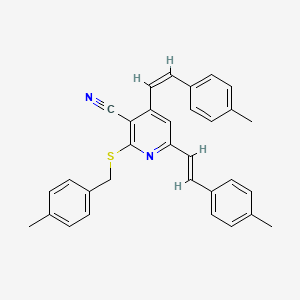 2-[(4-Methylbenzyl)sulfanyl]-4,6-bis(4-methylstyryl)nicotinonitrile