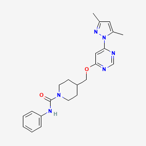 molecular formula C22H26N6O2 B2675042 4-({[6-(3,5-dimethyl-1H-pyrazol-1-yl)pyrimidin-4-yl]oxy}methyl)-N-phenylpiperidine-1-carboxamide CAS No. 2380187-88-0