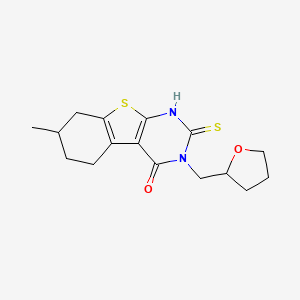 7-methyl-3-(oxolan-2-ylmethyl)-2-sulfanylidene-5,6,7,8-tetrahydro-1H-[1]benzothiolo[2,3-d]pyrimidin-4-one
