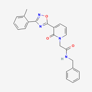 molecular formula C23H20N4O3 B2675062 N-benzyl-2-{3-[3-(2-methylphenyl)-1,2,4-oxadiazol-5-yl]-2-oxo-1,2-dihydropyridin-1-yl}acetamide CAS No. 1251564-97-2
