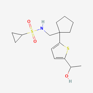 N-((1-(5-(1-hydroxyethyl)thiophen-2-yl)cyclopentyl)methyl)cyclopropanesulfonamide