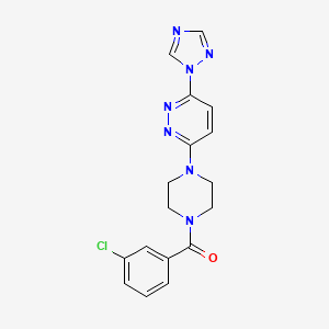 molecular formula C17H16ClN7O B2675064 (4-(6-(1H-1,2,4-triazol-1-yl)pyridazin-3-yl)piperazin-1-yl)(3-chlorophenyl)methanone CAS No. 1797726-03-4