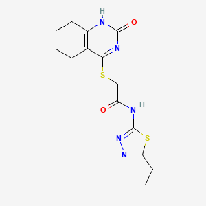 molecular formula C14H17N5O2S2 B2675145 N-(5-ethyl-1,3,4-thiadiazol-2-yl)-2-((2-oxo-1,2,5,6,7,8-hexahydroquinazolin-4-yl)thio)acetamide CAS No. 933203-84-0