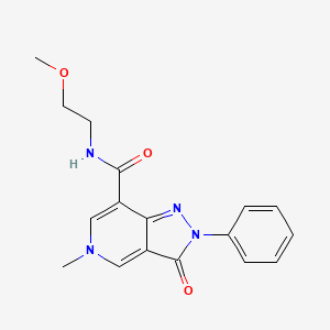 molecular formula C17H18N4O3 B2675150 N-(2-methoxyethyl)-5-methyl-3-oxo-2-phenyl-3,5-dihydro-2H-pyrazolo[4,3-c]pyridine-7-carboxamide CAS No. 921574-14-3