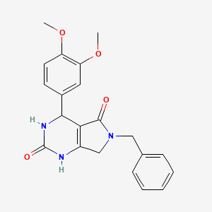 molecular formula C21H21N3O4 B2675168 6-benzyl-4-(3,4-dimethoxyphenyl)-3,4,6,7-tetrahydro-1H-pyrrolo[3,4-d]pyrimidine-2,5-dione CAS No. 56876-02-9