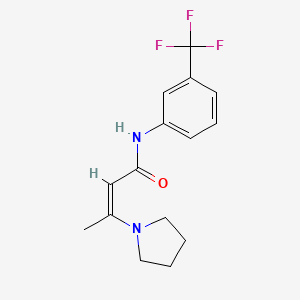 molecular formula C15H17F3N2O B2675178 3-(1-pyrrolidinyl)-N-[3-(trifluoromethyl)phenyl]-2-butenamide CAS No. 338420-62-5