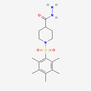 molecular formula C17H27N3O3S B2675192 1-(2,3,4,5,6-Pentamethylphenylsulfonyl)piperidine-4-carbohydrazide CAS No. 590357-06-5
