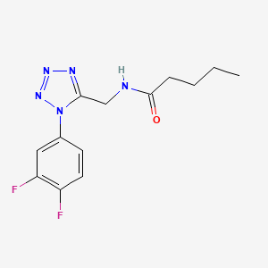 molecular formula C13H15F2N5O B2675200 N-((1-(3,4-difluorophenyl)-1H-tetrazol-5-yl)methyl)pentanamide CAS No. 1005306-16-0