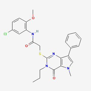 molecular formula C25H25ClN4O3S B2675214 N-(5-chloro-2-methoxyphenyl)-2-({5-methyl-4-oxo-7-phenyl-3-propyl-3H,4H,5H-pyrrolo[3,2-d]pyrimidin-2-yl}sulfanyl)acetamide CAS No. 1115458-01-9