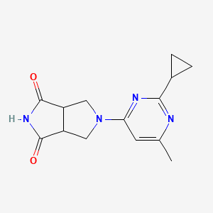 molecular formula C14H16N4O2 B2675224 5-(2-Cyclopropyl-6-methylpyrimidin-4-yl)-octahydropyrrolo[3,4-c]pyrrole-1,3-dione CAS No. 2415491-99-3
