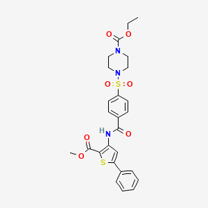 B2675232 Ethyl 4-[4-[(2-methoxycarbonyl-5-phenylthiophen-3-yl)carbamoyl]phenyl]sulfonylpiperazine-1-carboxylate CAS No. 398999-50-3