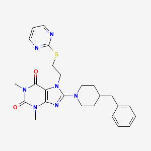 8-(4-benzylpiperidin-1-yl)-1,3-dimethyl-7-(2-(pyrimidin-2-ylthio)ethyl)-1H-purine-2,6(3H,7H)-dione