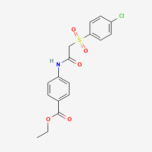 molecular formula C17H16ClNO5S B2675243 Ethyl 4-(2-((4-chlorophenyl)sulfonyl)acetamido)benzoate CAS No. 895467-50-2