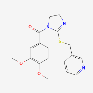 (3,4-Dimethoxyphenyl)-[2-(pyridin-3-ylmethylsulfanyl)-4,5-dihydroimidazol-1-yl]methanone