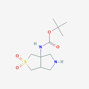 molecular formula C11H20N2O4S B2675253 tert-Butyl (2,2-dioxidotetrahydro-1H-thieno[3,4-c]pyrrol-3a(3H)-yl)carbamate CAS No. 2168850-61-9