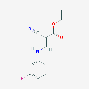 molecular formula C12H11FN2O2 B2675258 ethyl (2E)-2-cyano-3-[(3-fluorophenyl)amino]prop-2-enoate CAS No. 934140-57-5