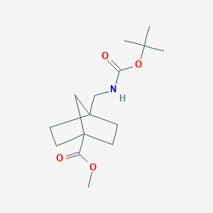 molecular formula C15H25NO4 B2675263 Methyl 4-(((tert-butoxycarbonyl)amino)methyl)bicyclo[2.2.1]heptane-1-carboxylate CAS No. 916210-30-5
