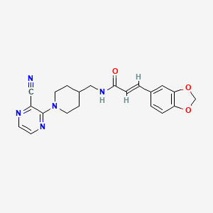 (E)-3-(benzo[d][1,3]dioxol-5-yl)-N-((1-(3-cyanopyrazin-2-yl)piperidin-4-yl)methyl)acrylamide