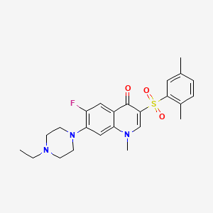 molecular formula C24H28FN3O3S B2675285 3-(2,5-dimethylbenzenesulfonyl)-7-(4-ethylpiperazin-1-yl)-6-fluoro-1-methyl-1,4-dihydroquinolin-4-one CAS No. 892780-22-2
