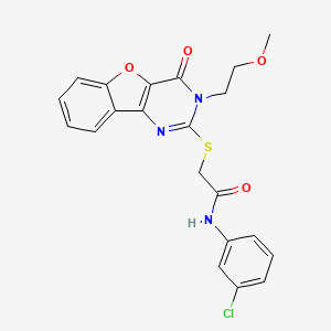 N-(3-chlorophenyl)-2-{[5-(2-methoxyethyl)-6-oxo-8-oxa-3,5-diazatricyclo[7.4.0.0^{2,7}]trideca-1(9),2(7),3,10,12-pentaen-4-yl]sulfanyl}acetamide