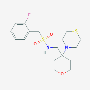 1-(2-Fluorophenyl)-N-[(4-thiomorpholin-4-yloxan-4-yl)methyl]methanesulfonamide