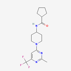 molecular formula C17H23F3N4O B2675304 N-{1-[2-methyl-6-(trifluoromethyl)pyrimidin-4-yl]piperidin-4-yl}cyclopentanecarboxamide CAS No. 1775546-62-7