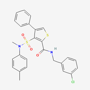 molecular formula C26H23ClN2O3S2 B2675312 N-[(3-CHLOROPHENYL)METHYL]-3-[METHYL(4-METHYLPHENYL)SULFAMOYL]-4-PHENYLTHIOPHENE-2-CARBOXAMIDE CAS No. 1112440-33-1