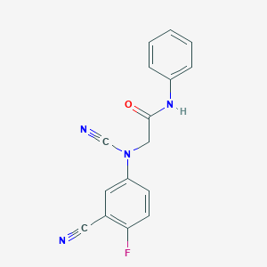 molecular formula C16H11FN4O B2675333 2-[cyano(3-cyano-4-fluorophenyl)amino]-N-phenylacetamide CAS No. 1384643-45-1