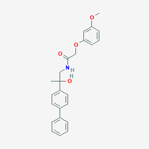 molecular formula C24H25NO4 B2675335 N-(2-([1,1'-biphenyl]-4-yl)-2-hydroxypropyl)-2-(3-methoxyphenoxy)acetamide CAS No. 1396798-30-3