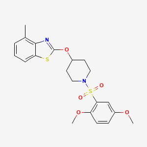 molecular formula C21H24N2O5S2 B2675349 2-((1-((2,5-Dimethoxyphenyl)sulfonyl)piperidin-4-yl)oxy)-4-methylbenzo[d]thiazole CAS No. 1286697-13-9