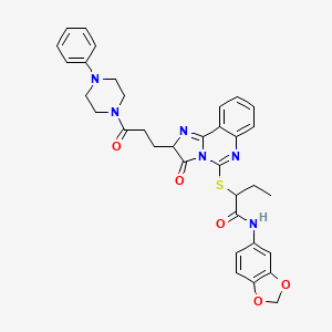 N-(2H-1,3-benzodioxol-5-yl)-2-({3-oxo-2-[3-oxo-3-(4-phenylpiperazin-1-yl)propyl]-2H,3H-imidazo[1,2-c]quinazolin-5-yl}sulfanyl)butanamide