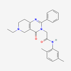molecular formula C25H28N4O2 B2675358 N-(2,5-dimethylphenyl)-2-{6-ethyl-4-oxo-2-phenyl-3H,4H,5H,6H,7H,8H-pyrido[4,3-d]pyrimidin-3-yl}acetamide CAS No. 1286719-97-8