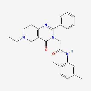 molecular formula C25H28N4O2 B2675358 N-(2,5-dimethylphenyl)-2-(6-ethyl-4-oxo-2-phenyl-5,6,7,8-tetrahydropyrido[4,3-d]pyrimidin-3(4H)-yl)acetamide CAS No. 1286719-97-8