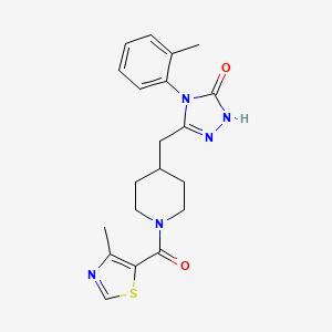 molecular formula C20H23N5O2S B2675363 3-((1-(4-methylthiazole-5-carbonyl)piperidin-4-yl)methyl)-4-(o-tolyl)-1H-1,2,4-triazol-5(4H)-one CAS No. 2034475-48-2