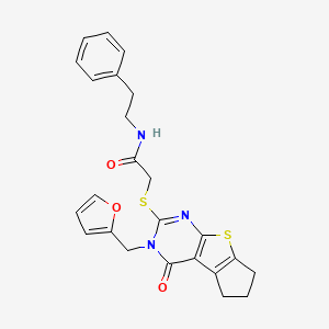 2-((3-(furan-2-ylmethyl)-4-oxo-4,5,6,7-tetrahydro-3H-cyclopenta[4,5]thieno[2,3-d]pyrimidin-2-yl)thio)-N-phenethylacetamide