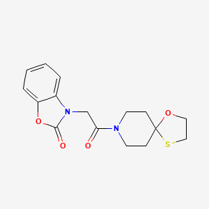 molecular formula C16H18N2O4S B2675381 3-(2-oxo-2-(1-oxa-4-thia-8-azaspiro[4.5]decan-8-yl)ethyl)benzo[d]oxazol-2(3H)-one CAS No. 1351619-05-0