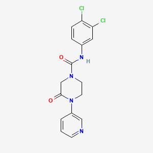 molecular formula C16H14Cl2N4O2 B2675387 N-(3,4-dichlorophenyl)-3-oxo-4-(pyridin-3-yl)piperazine-1-carboxamide CAS No. 2320469-19-8