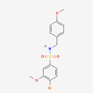 molecular formula C15H16BrNO4S B2675389 4-bromo-3-methoxy-N-(4-methoxybenzyl)benzenesulfonamide CAS No. 1903296-45-6