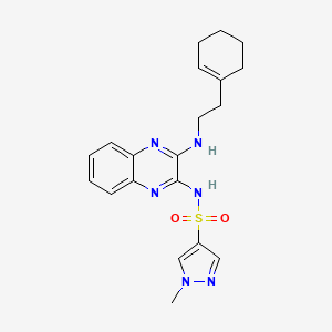 molecular formula C20H24N6O2S B2675395 N-(3-((2-(cyclohex-1-en-1-yl)ethyl)amino)quinoxalin-2-yl)-1-methyl-1H-pyrazole-4-sulfonamide CAS No. 2034340-16-2