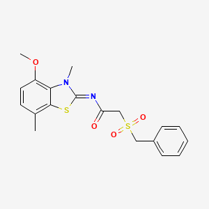 molecular formula C19H20N2O4S2 B2675398 (E)-2-(benzylsulfonyl)-N-(4-methoxy-3,7-dimethylbenzo[d]thiazol-2(3H)-ylidene)acetamide CAS No. 1007085-34-8