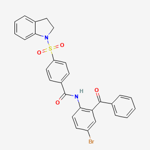 molecular formula C28H21BrN2O4S B2675400 N-(2-benzoyl-4-bromophenyl)-4-(indolin-1-ylsulfonyl)benzamide CAS No. 476633-57-5
