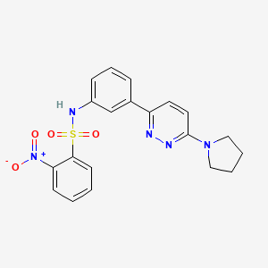 molecular formula C20H19N5O4S B2675401 2-nitro-N-(3-(6-(pyrrolidin-1-yl)pyridazin-3-yl)phenyl)benzenesulfonamide CAS No. 898422-01-0