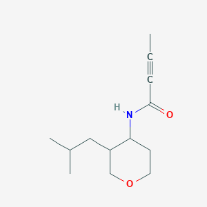 molecular formula C13H21NO2 B2675406 N-[3-(2-Methylpropyl)oxan-4-yl]but-2-ynamide CAS No. 2411307-86-1