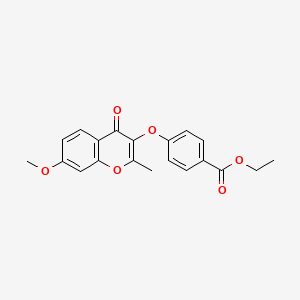 molecular formula C20H18O6 B2675409 ethyl 4-[(7-methoxy-2-methyl-4-oxo-4H-chromen-3-yl)oxy]benzoate CAS No. 858754-77-5