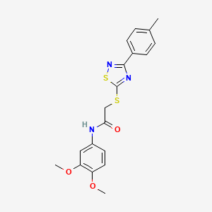molecular formula C19H19N3O3S2 B2675415 N-(3,4-dimethoxyphenyl)-2-((3-(p-tolyl)-1,2,4-thiadiazol-5-yl)thio)acetamide CAS No. 864917-30-6