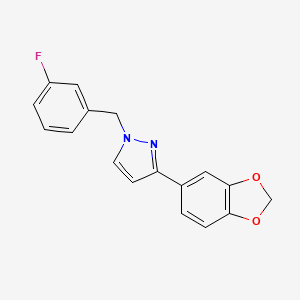 molecular formula C17H13FN2O2 B2675418 3-(1,3-benzodioxol-5-yl)-1-(3-fluorobenzyl)-1H-pyrazole CAS No. 955975-75-4
