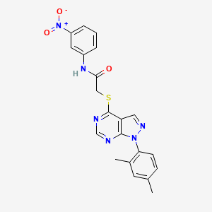 molecular formula C21H18N6O3S B2675422 2-((1-(2,4-二甲基苯基)-1H-吡唑并[3,4-d]嘧啶-4-基)硫代)-N-(3-硝基苯基)乙酰胺 CAS No. 893927-17-8