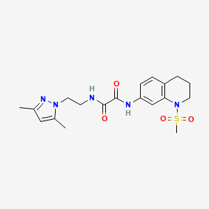molecular formula C19H25N5O4S B2675423 N1-(2-(3,5-dimethyl-1H-pyrazol-1-yl)ethyl)-N2-(1-(methylsulfonyl)-1,2,3,4-tetrahydroquinolin-7-yl)oxalamide CAS No. 1323824-90-3