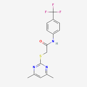 molecular formula C15H14F3N3OS B2675432 2-[(4,6-dimethylpyrimidin-2-yl)sulfanyl]-N-[4-(trifluoromethyl)phenyl]acetamide CAS No. 473695-35-1