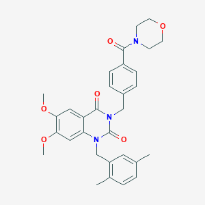 molecular formula C31H33N3O6 B2675444 1-(2,5-dimethylbenzyl)-6,7-dimethoxy-3-(4-(morpholine-4-carbonyl)benzyl)quinazoline-2,4(1H,3H)-dione CAS No. 1243030-36-5